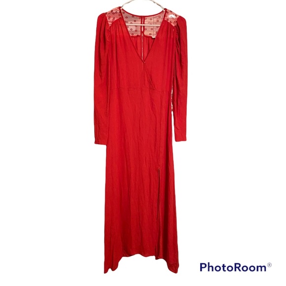 NSR red midi slit lace dress - Picture 4 of 8